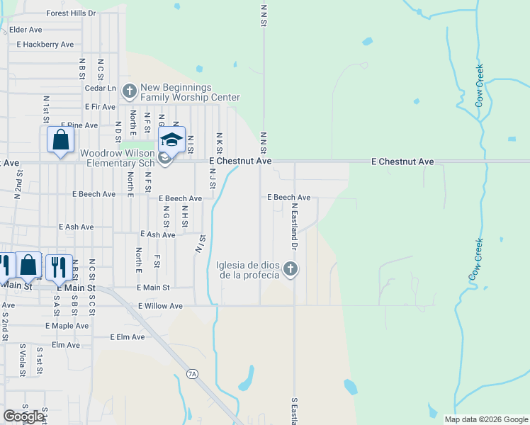 map of restaurants, bars, coffee shops, grocery stores, and more near 222 North N Street in Duncan