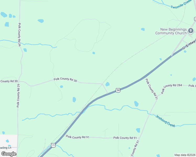 map of restaurants, bars, coffee shops, grocery stores, and more near 130 Polk County Road 30 in Hatfield