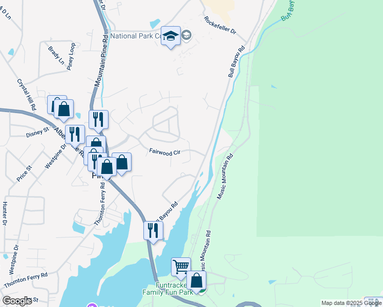 map of restaurants, bars, coffee shops, grocery stores, and more near 123 Puff Trail in Hot Springs
