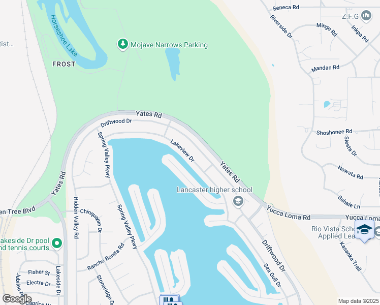 map of restaurants, bars, coffee shops, grocery stores, and more near 18150 Lakeview Drive in Victorville