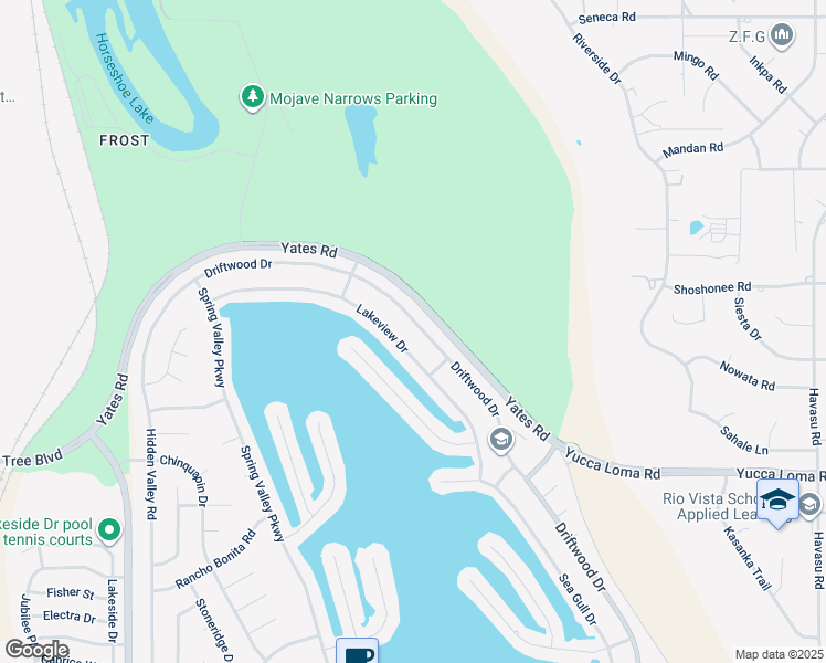 map of restaurants, bars, coffee shops, grocery stores, and more near 18150 Lakeview Drive in Victorville