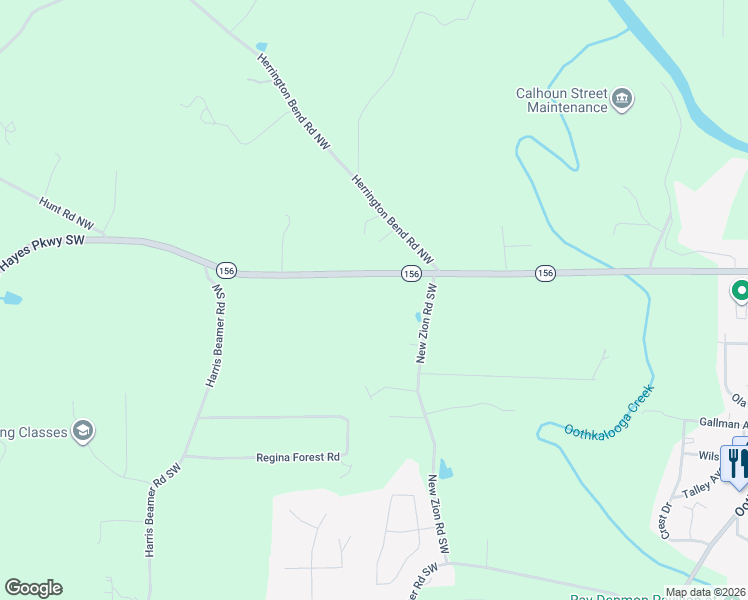 map of restaurants, bars, coffee shops, grocery stores, and more near 668 Roland Hayes Parkway Southwest in Calhoun