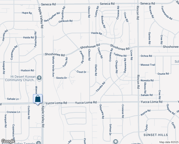 map of restaurants, bars, coffee shops, grocery stores, and more near Choco Road in Apple Valley