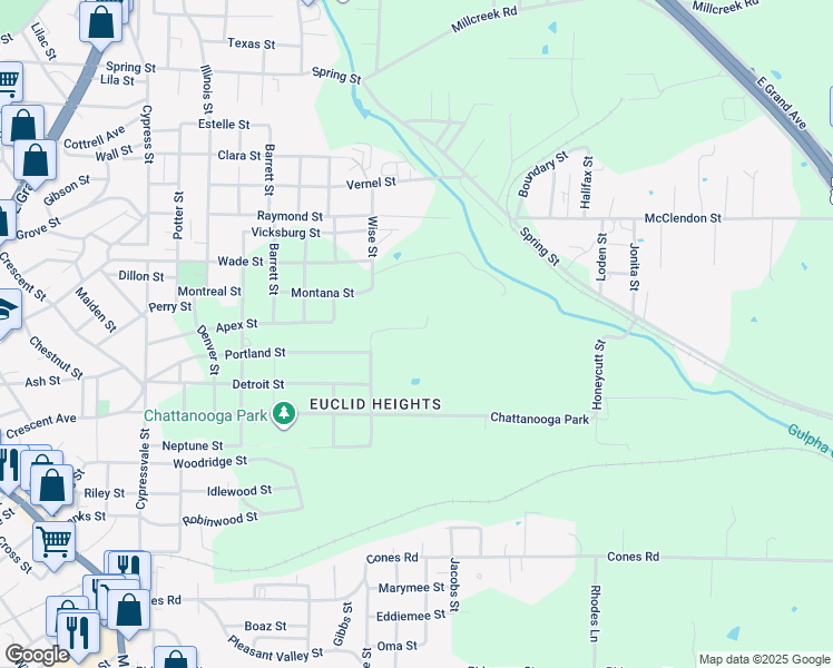 map of restaurants, bars, coffee shops, grocery stores, and more near 500-798 Carver Street in Hot Springs