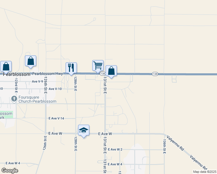 map of restaurants, bars, coffee shops, grocery stores, and more near in Pearblossom