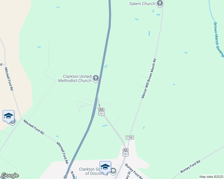 map of restaurants, bars, coffee shops, grocery stores, and more near U.S. 701 Highway in Clarkton