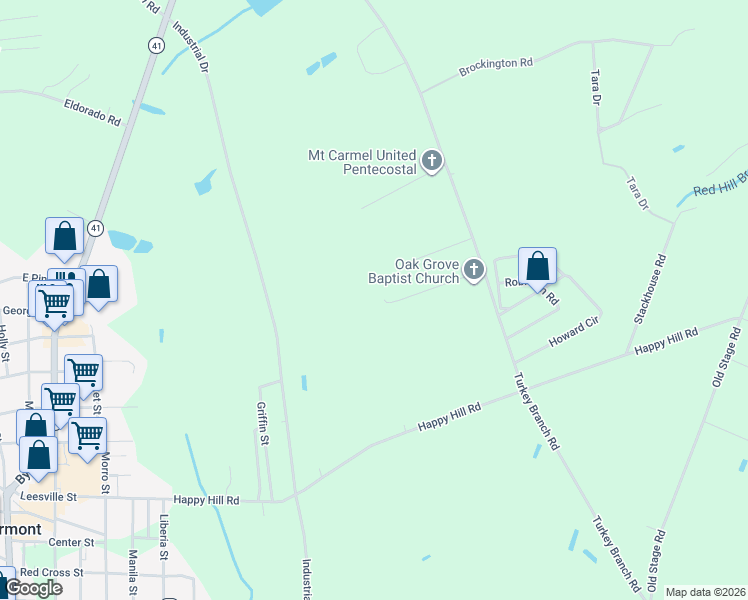 map of restaurants, bars, coffee shops, grocery stores, and more near 101-115 Lynell in Fairmont