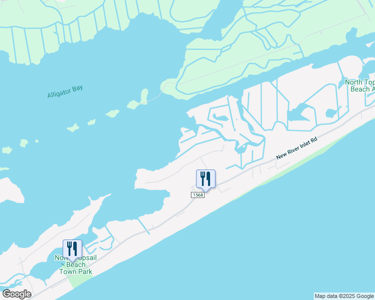 map of restaurants, bars, coffee shops, grocery stores, and more near 39 Sailview Drive in North Topsail Beach