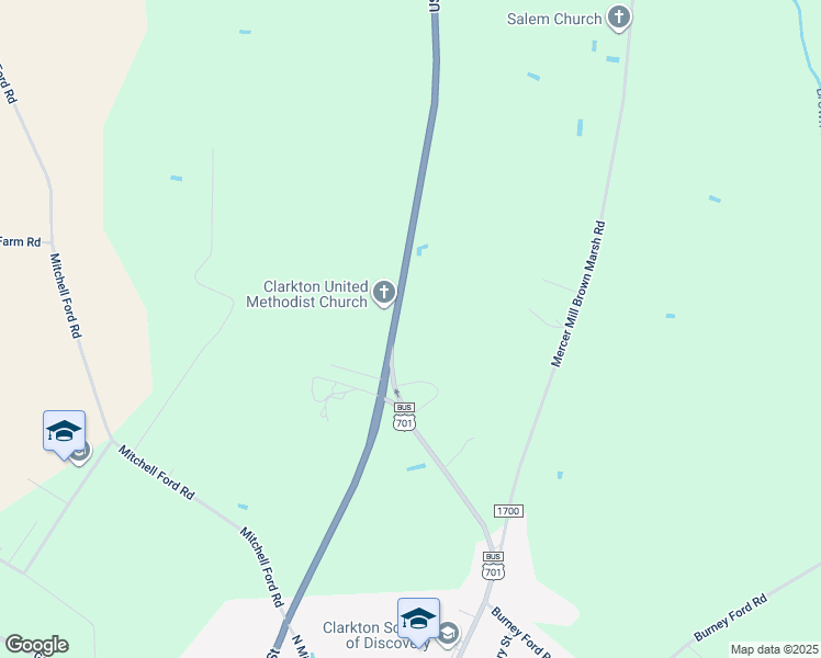 map of restaurants, bars, coffee shops, grocery stores, and more near 9081 U.S. 701 Highway in Clarkton