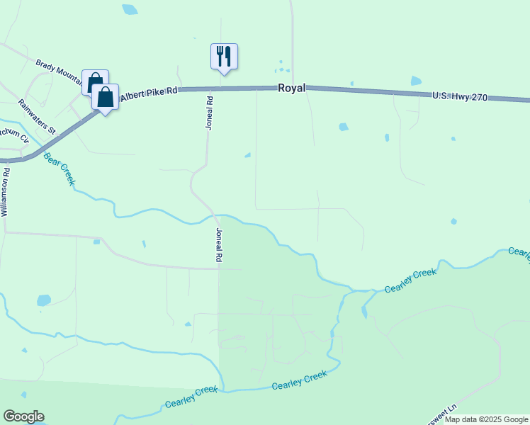 map of restaurants, bars, coffee shops, grocery stores, and more near 243 Rice Lane in Royal