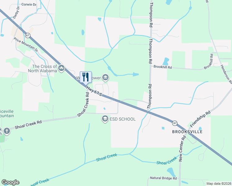 map of restaurants, bars, coffee shops, grocery stores, and more near 1542 Alabama 67 in Decatur
