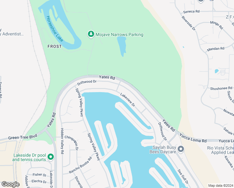 map of restaurants, bars, coffee shops, grocery stores, and more near 18075 Lakeview Drive in Victorville