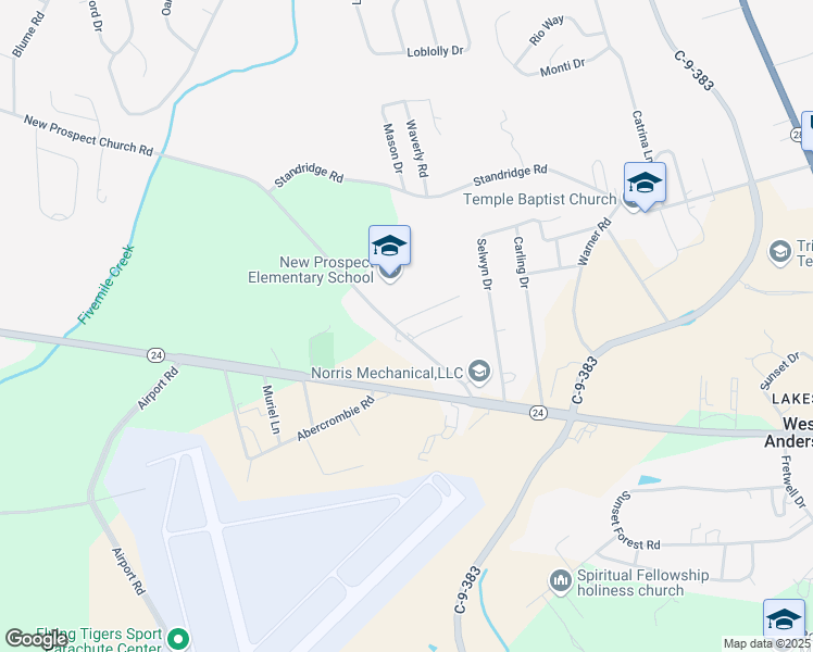 map of restaurants, bars, coffee shops, grocery stores, and more near 101 Tabitha Court in Anderson