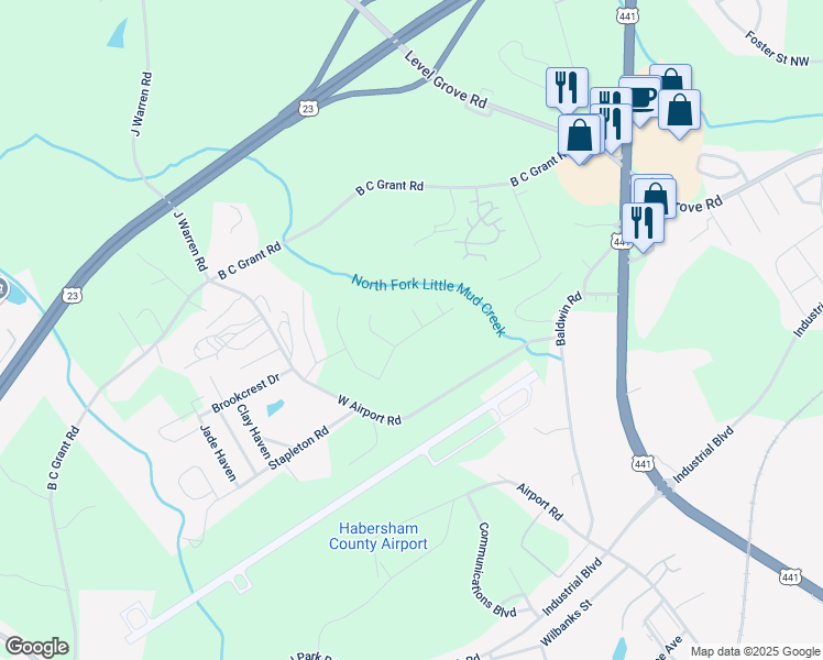 map of restaurants, bars, coffee shops, grocery stores, and more near 265 Magnolia Villas Drive in Cornelia