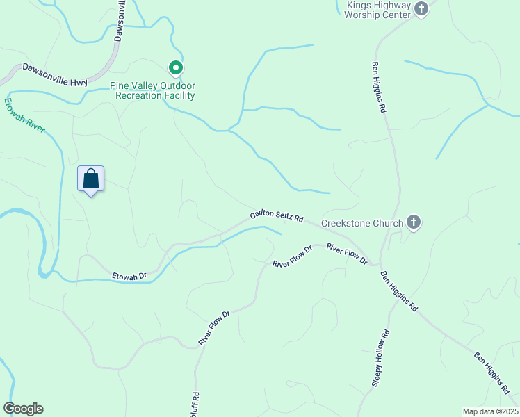 map of restaurants, bars, coffee shops, grocery stores, and more near 141 Etowah Cove Road in Dahlonega
