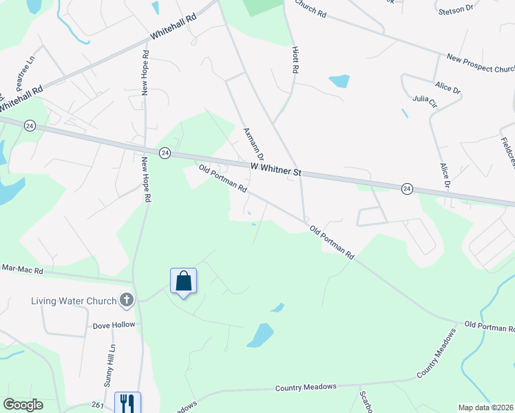 map of restaurants, bars, coffee shops, grocery stores, and more near 4125 Old Portman Road in Anderson