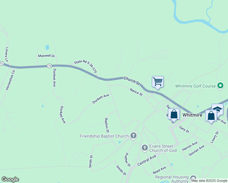 map of restaurants, bars, coffee shops, grocery stores, and more near 543 Leaman Avenue in Whitmire