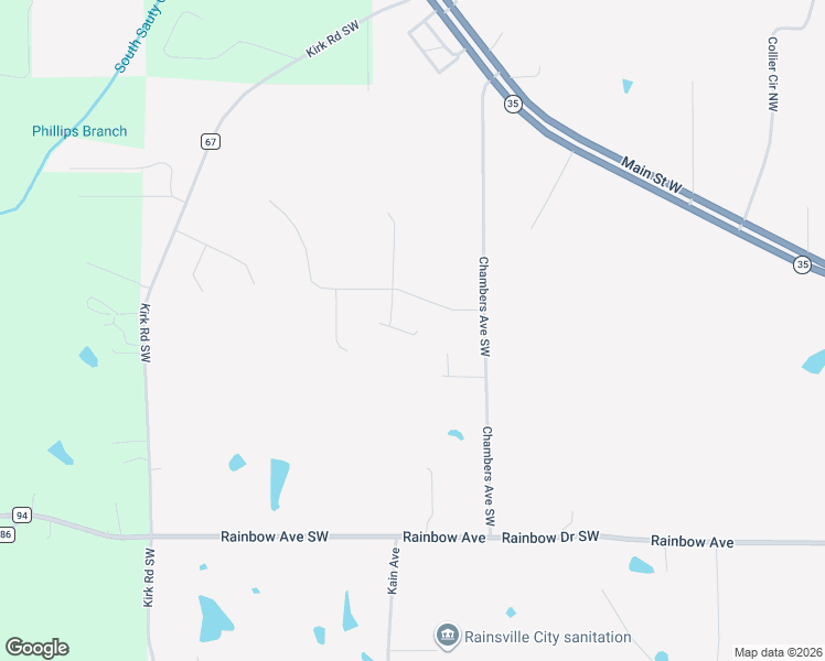 map of restaurants, bars, coffee shops, grocery stores, and more near 63 Juniper in Rainsville