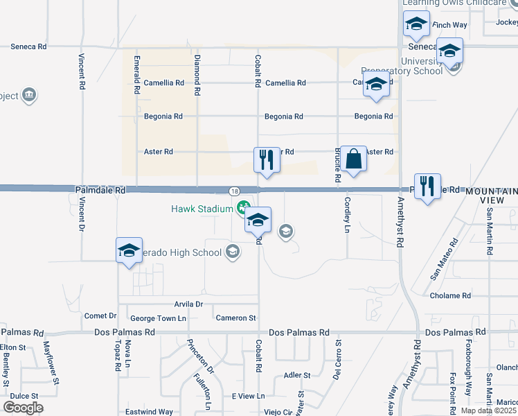 map of restaurants, bars, coffee shops, grocery stores, and more near Cobalt Road in San Bernardino County