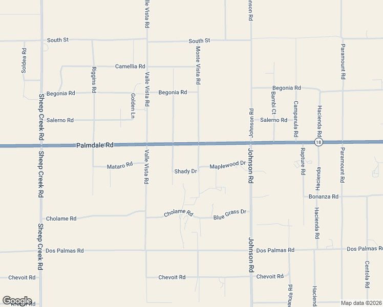 map of restaurants, bars, coffee shops, grocery stores, and more near 14058 Monte Vista Road in Phelan