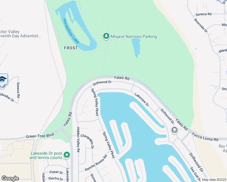 map of restaurants, bars, coffee shops, grocery stores, and more near 17955 Lakeview Drive in Victorville