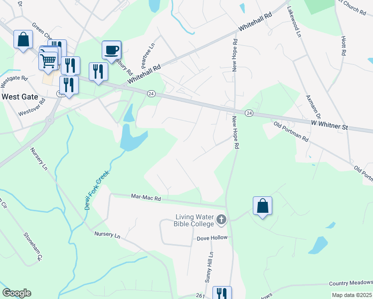 map of restaurants, bars, coffee shops, grocery stores, and more near 5111 Persimmon Lane in Anderson