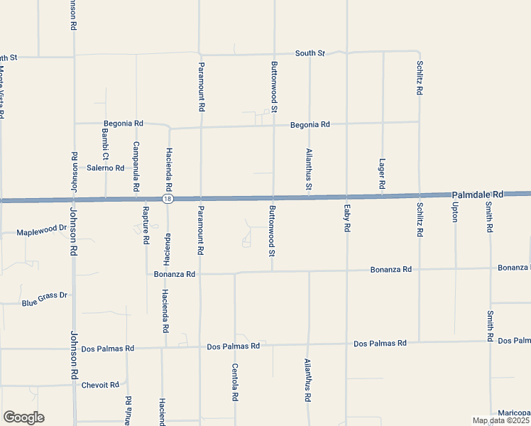 map of restaurants, bars, coffee shops, grocery stores, and more near 5335 Palmdale Road in Phelan