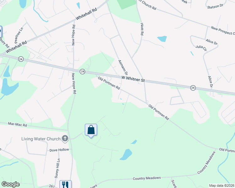 map of restaurants, bars, coffee shops, grocery stores, and more near 4125 Old Portman Road in Anderson