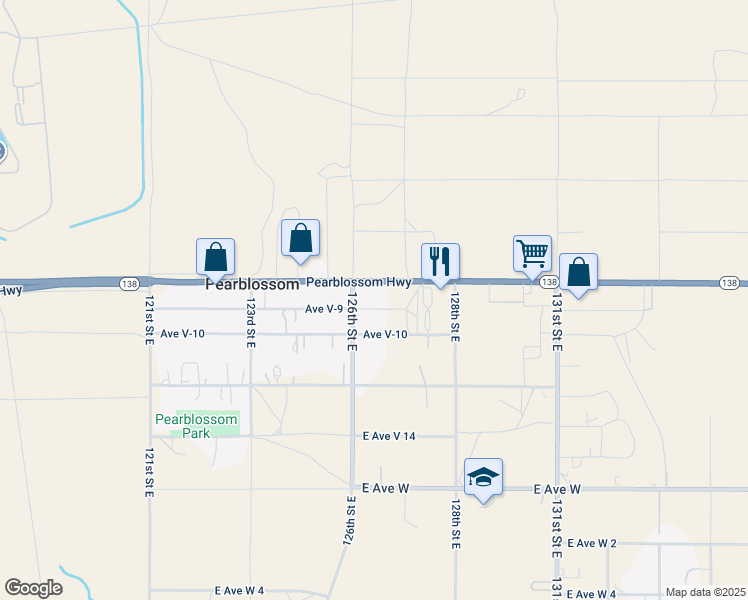 map of restaurants, bars, coffee shops, grocery stores, and more near in Pearblossom