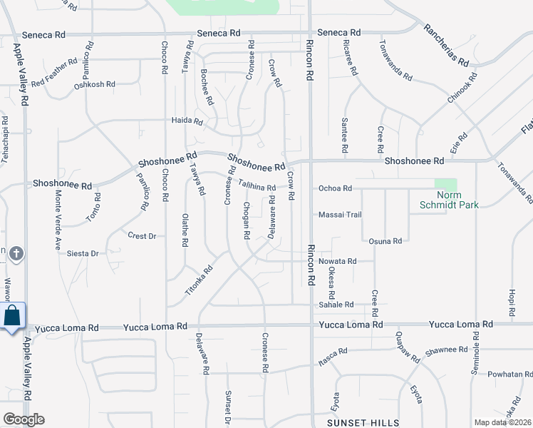 map of restaurants, bars, coffee shops, grocery stores, and more near 14004 Delaware Road in Apple Valley