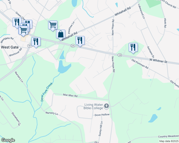 map of restaurants, bars, coffee shops, grocery stores, and more near 5111 Persimmon Lane in Anderson