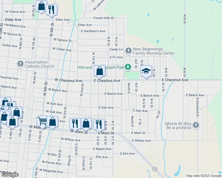 map of restaurants, bars, coffee shops, grocery stores, and more near 407 North C Street in Duncan