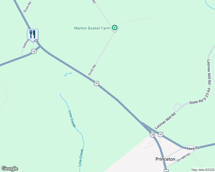 map of restaurants, bars, coffee shops, grocery stores, and more near 11719 Augusta Road in Honea Path