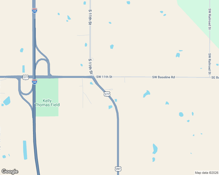 map of restaurants, bars, coffee shops, grocery stores, and more near 10404 Southwest 11th Street in Lawton