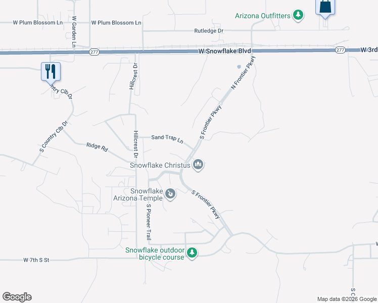 map of restaurants, bars, coffee shops, grocery stores, and more near 1717 Sand Trap Lane in Snowflake