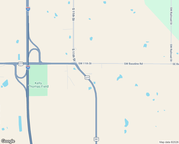 map of restaurants, bars, coffee shops, grocery stores, and more near 10404 Southwest 11th Street in Lawton