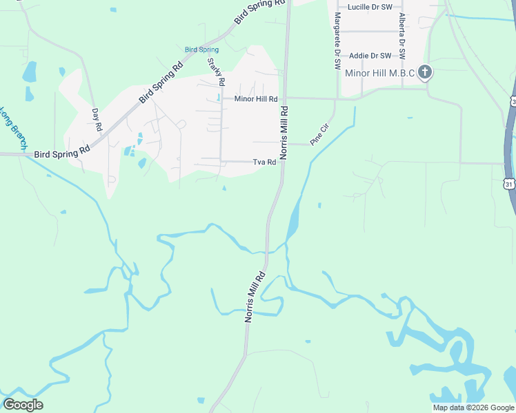 map of restaurants, bars, coffee shops, grocery stores, and more near 4989 Norris Mill Road in Hartselle
