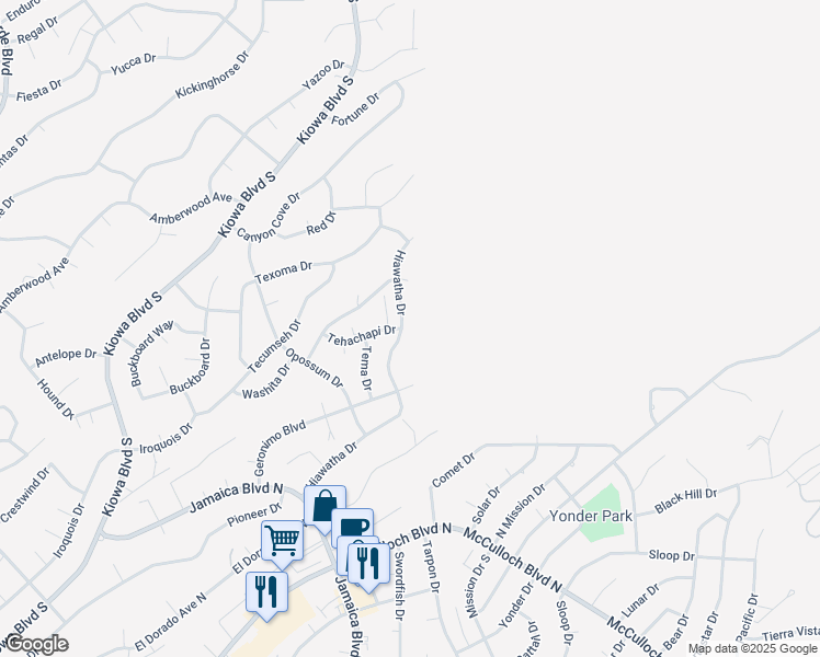 map of restaurants, bars, coffee shops, grocery stores, and more near 3760 Hiawatha Drive in Lake Havasu City