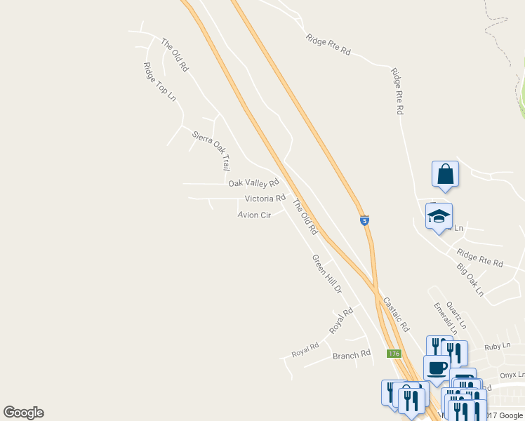 map of restaurants, bars, coffee shops, grocery stores, and more near 28433 Avion Circle in Castaic