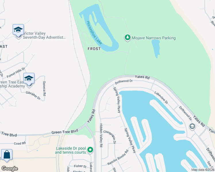 map of restaurants, bars, coffee shops, grocery stores, and more near 14030 Hidden Valley Road in Victorville