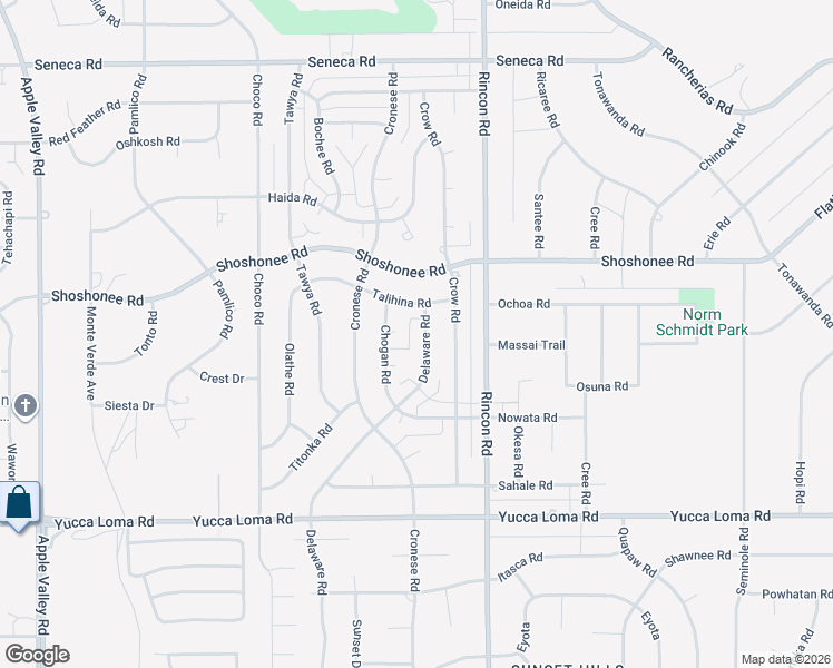 map of restaurants, bars, coffee shops, grocery stores, and more near 14024 Delaware Road in Apple Valley
