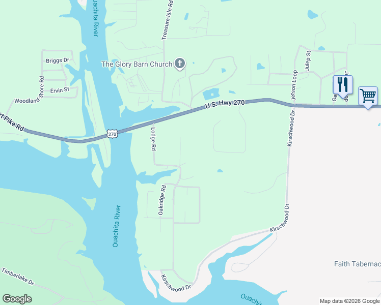 map of restaurants, bars, coffee shops, grocery stores, and more near 2001 Albert Pike Road in Hot Springs