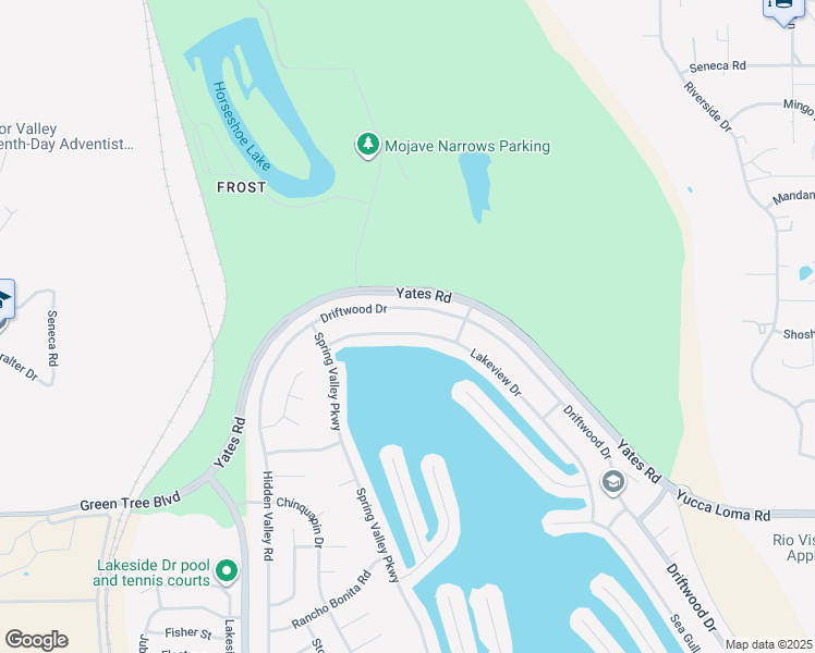 map of restaurants, bars, coffee shops, grocery stores, and more near 17980 Lakeview Drive in Victorville