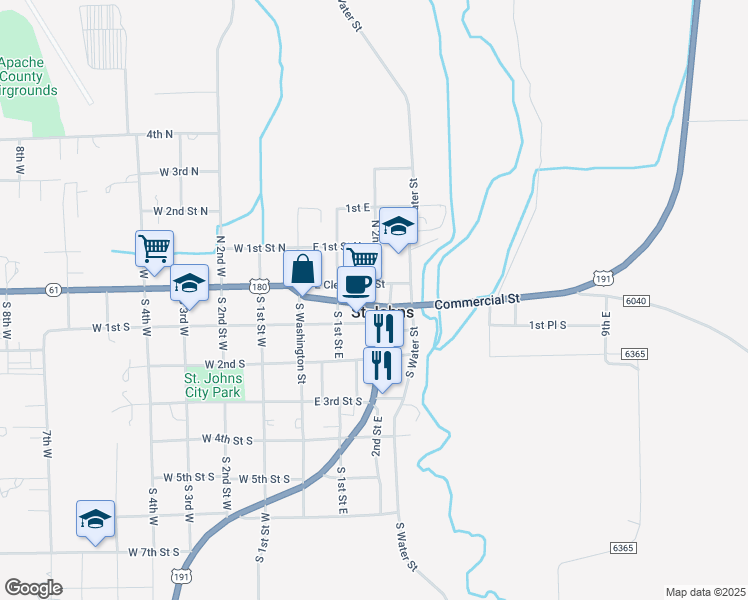 map of restaurants, bars, coffee shops, grocery stores, and more near 187 Commercial Street in Saint Johns