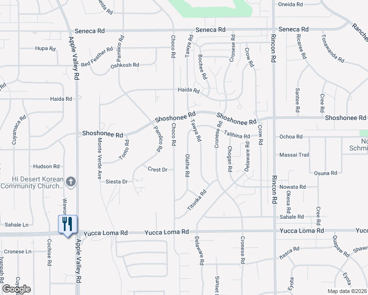 map of restaurants, bars, coffee shops, grocery stores, and more near 14017 Olathe Road in Apple Valley