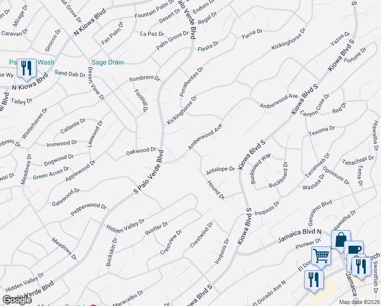 map of restaurants, bars, coffee shops, grocery stores, and more near 461 Hound Drive in Lake Havasu City