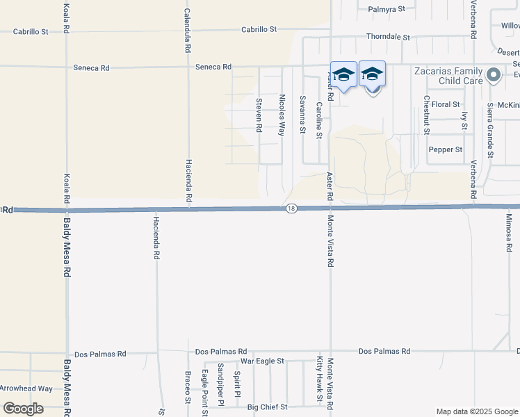 map of restaurants, bars, coffee shops, grocery stores, and more near Palmdale Road in Adelanto