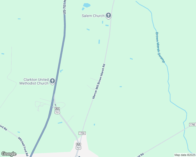 map of restaurants, bars, coffee shops, grocery stores, and more near 10094 Mercer Mill Brown Marsh Road in Clarkton