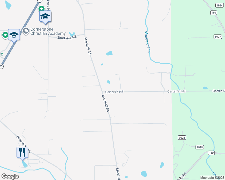 map of restaurants, bars, coffee shops, grocery stores, and more near 77 County Road 515 in Rainsville