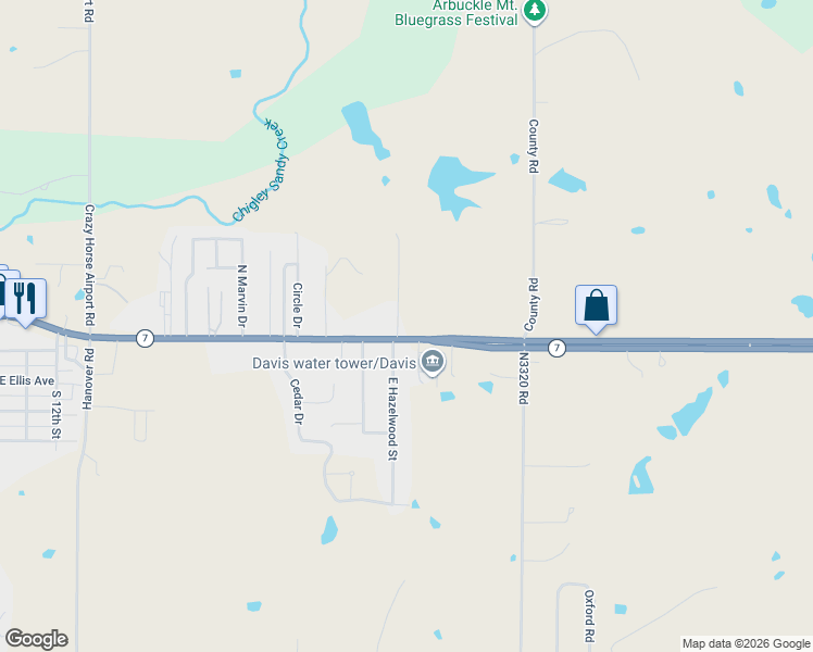 map of restaurants, bars, coffee shops, grocery stores, and more near 2275 East Main Street in Davis